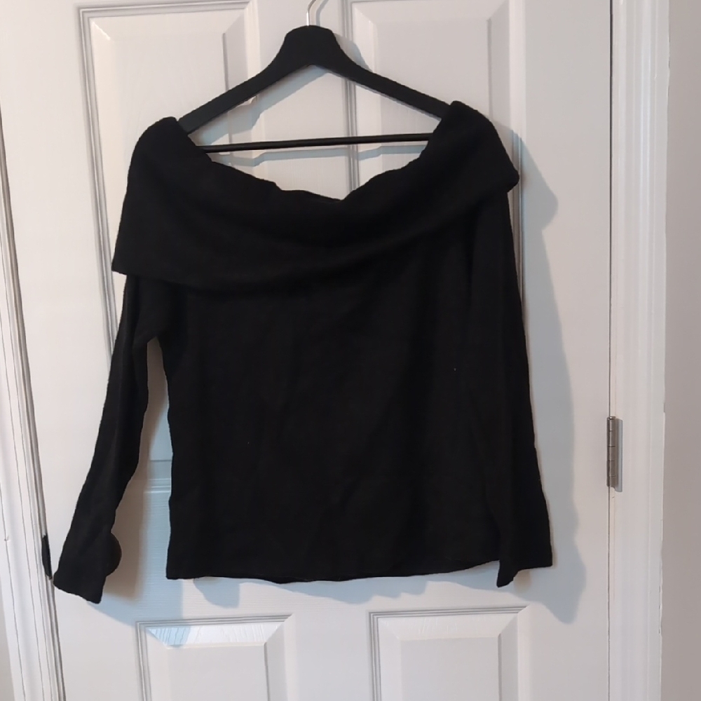 Elegant Black Off-Shoulder Sweater